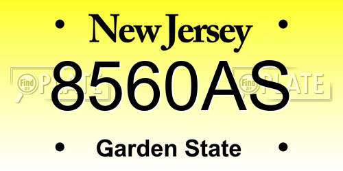 8560AS New Jersey License Plate