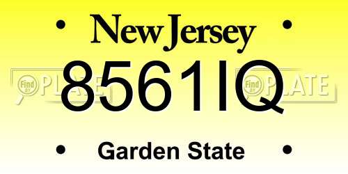 8561IQ New Jersey License Plate