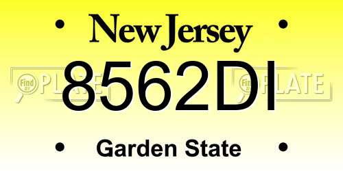 8562DI New Jersey License Plate