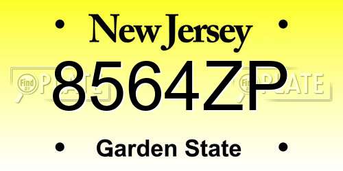 8564ZP New Jersey License Plate