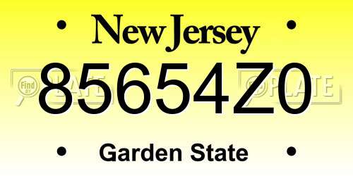 85654Z0 New Jersey License Plate