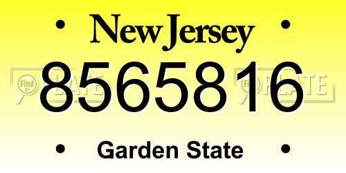 8565816 New Jersey License Plate