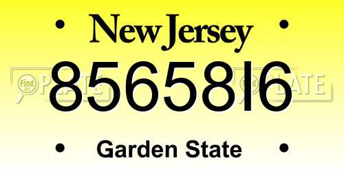 85658I6 New Jersey License Plate