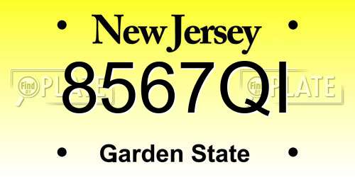 8567QI New Jersey License Plate