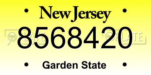 8568420 New Jersey License Plate