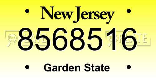 8568516 New Jersey License Plate