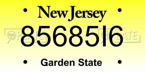 85685I6 New Jersey License Plate