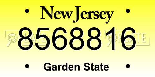 8568816 New Jersey License Plate