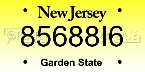 85688I6 New Jersey License Plate