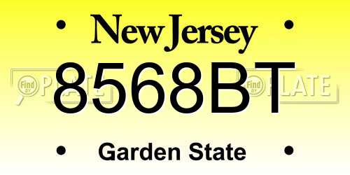 8568BT New Jersey License Plate