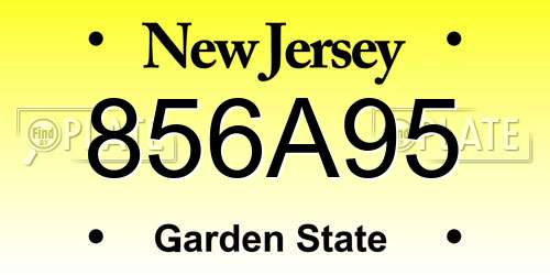 856A95 New Jersey License Plate
