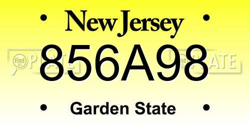856A98 New Jersey License Plate