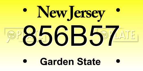856B57 New Jersey License Plate