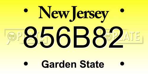 856B82 New Jersey License Plate