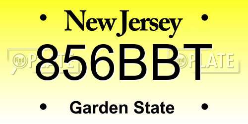 856BBT New Jersey License Plate