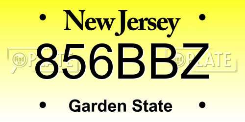 856BBZ New Jersey License Plate