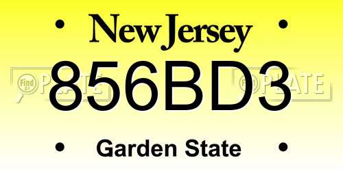 856BD3 New Jersey License Plate