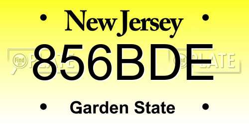 856BDE New Jersey License Plate