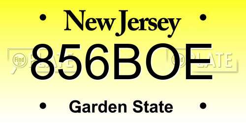 856BOE New Jersey License Plate