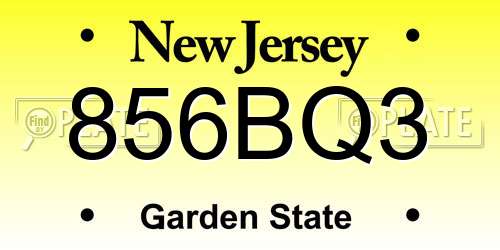 856BQ3 New Jersey License Plate