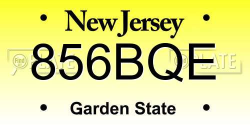 856BQE New Jersey License Plate