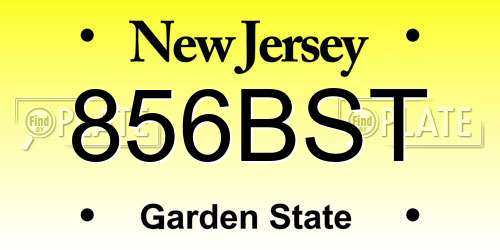 856BST New Jersey License Plate