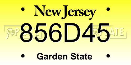 856D45 New Jersey License Plate