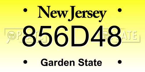 856D48 New Jersey License Plate
