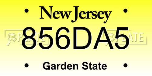 856DA5 New Jersey License Plate