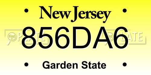 856DA6 New Jersey License Plate