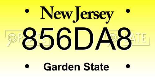 856DA8 New Jersey License Plate