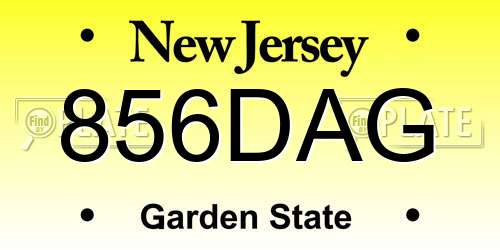 856DAG New Jersey License Plate