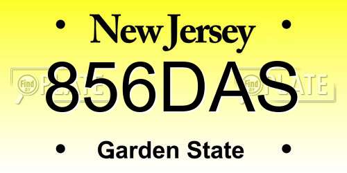 856DAS New Jersey License Plate