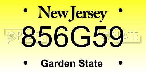856G59 New Jersey License Plate