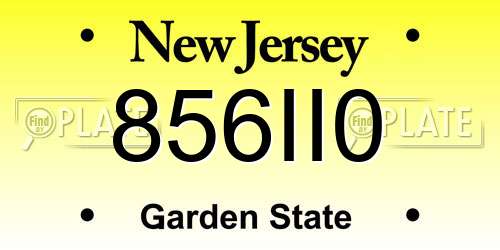 856II0 New Jersey License Plate