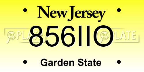 856IIO New Jersey License Plate