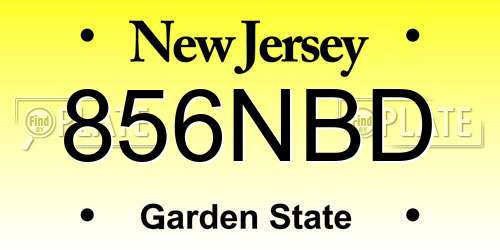856NBD New Jersey License Plate