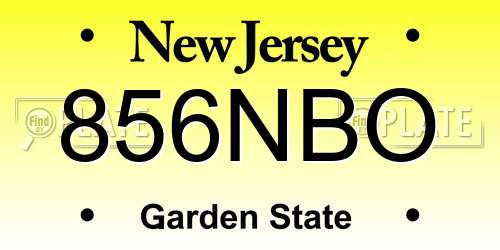 856NBO New Jersey License Plate