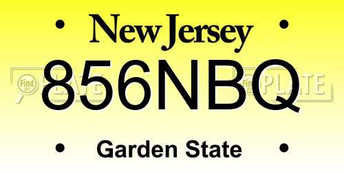 856NBQ New Jersey License Plate