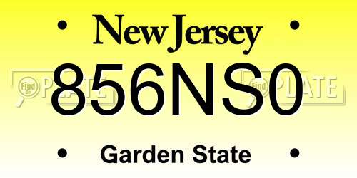 856NS0 New Jersey License Plate