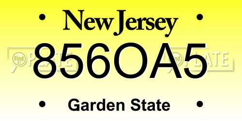 856OA5 New Jersey License Plate