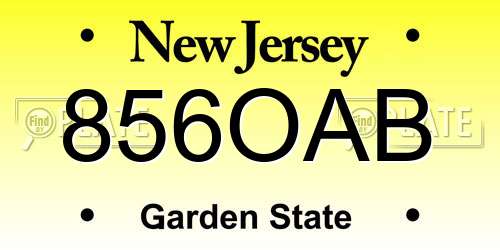 856OAB New Jersey License Plate