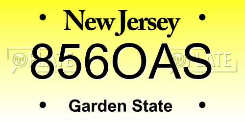 856OAS New Jersey License Plate