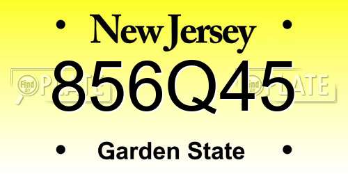 856Q45 New Jersey License Plate