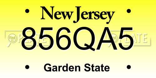 856QA5 New Jersey License Plate