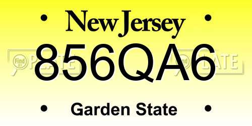 856QA6 New Jersey License Plate