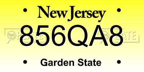 856QA8 New Jersey License Plate