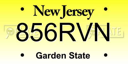 856RVN New Jersey License Plate