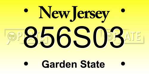 856S03 New Jersey License Plate