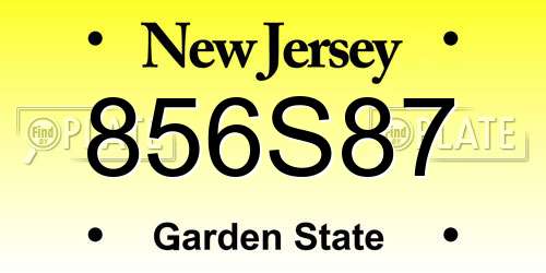 856S87 New Jersey License Plate